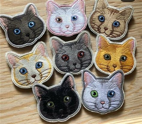 sew on cat patches|embroidered kitty patches.